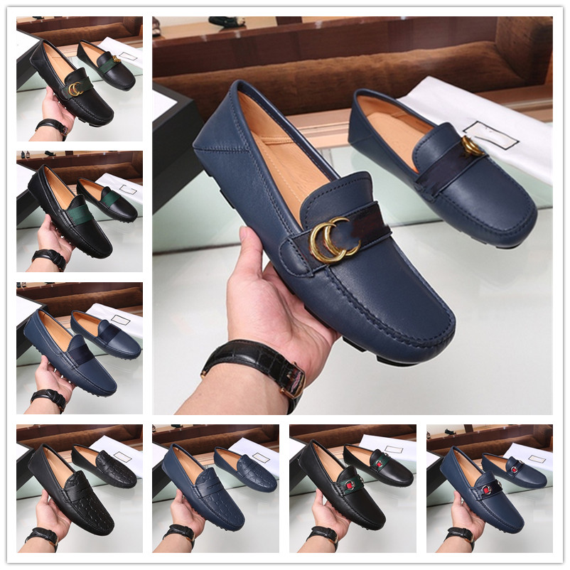 

Luxurious Designer Men Dress Shoes Genuine Leather Black brown Moccasins Business Handmade Shoe G Formal Party Office Wedding Men Loafers Shoes Plus Size 38-46, #09
