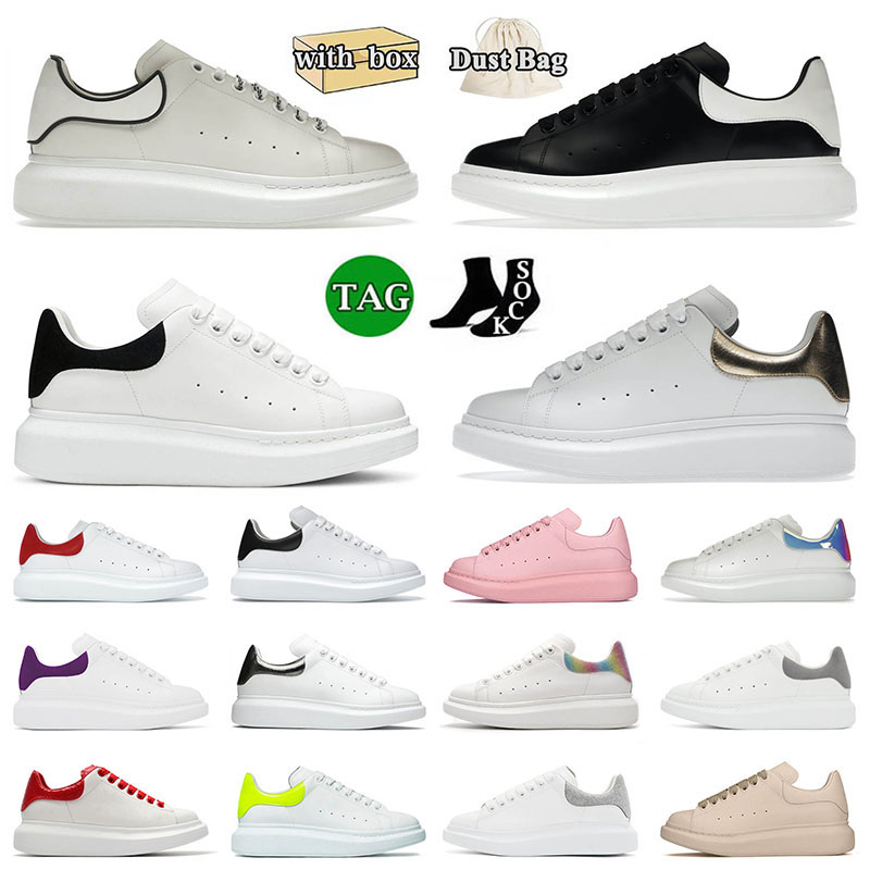 

with box men women designer platform shoes sneakers luxury white black red pink suede alexander mcqueens oversized mens lifestyle trainers mc queens, C38 white pink 36-40