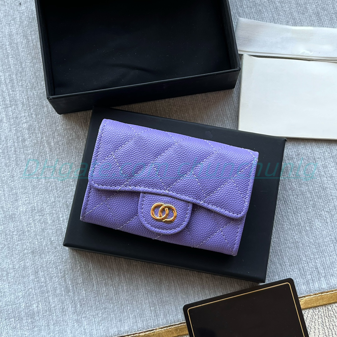 

Luxury Designer flap Key Wallets Large capacity Fashion multifunctional coin purse fashion Womens mens Genuine Leather buckle Card pack With box, Blue