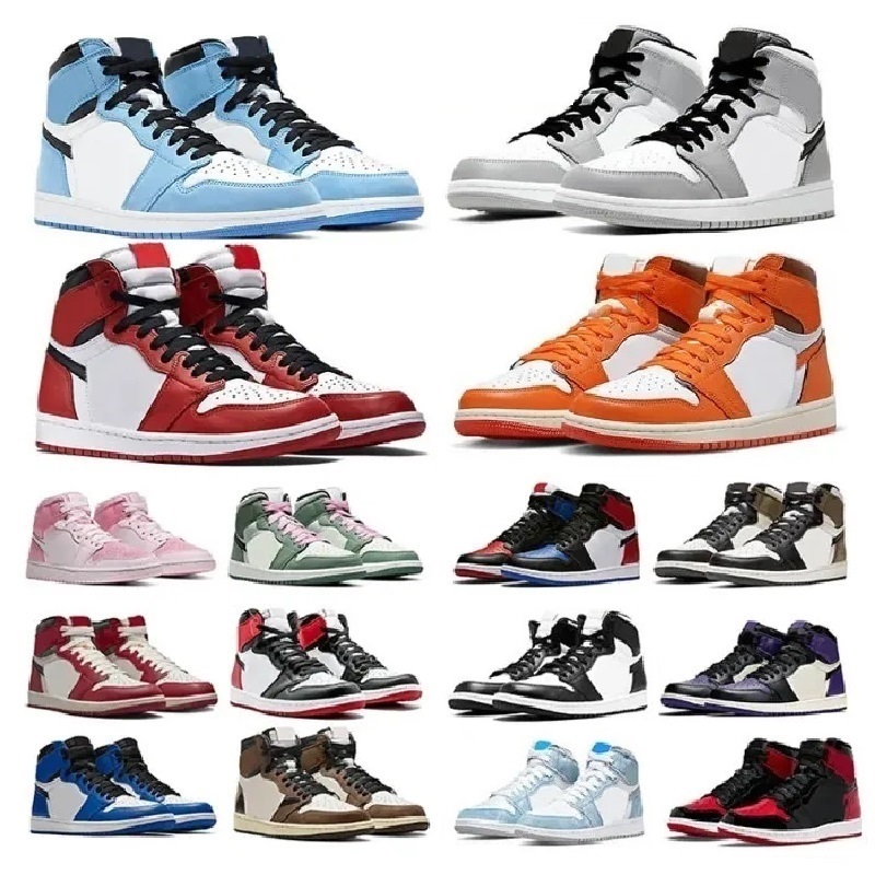 

Jumpman 1 1s Mens Basketball Shoes Black White True University Blue Bred Smoke Grey Varsity Chicago Red Starfish Lucky Green Women Low Running Sports Trainer Sneaker, 18