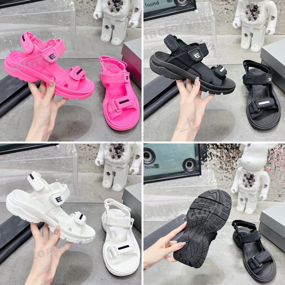 

Designer Sandals Tourist Sandal Women Slippers Velcro Sandal Platform Shoes Leather Slipper Rubber Slides Carabiner Buckle Slide Summer Beach Sandal, Fuchsia