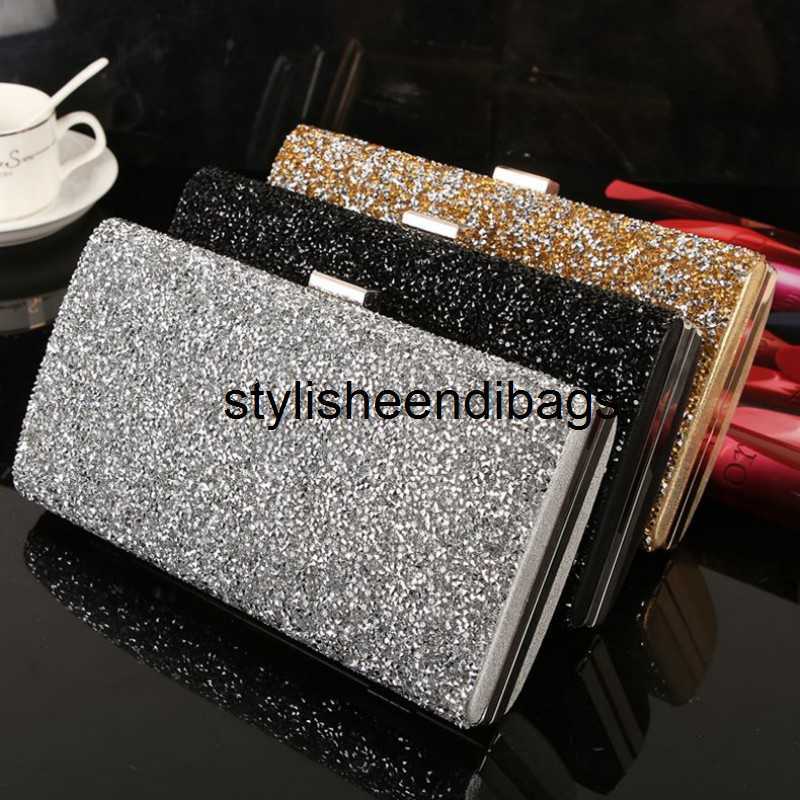 

stylisheendibags Totes Women Evening Clutch Bag Diamond Sequin Wedding Clutch Purse and Handbag Party Banquet Black Gold Silver Two Chain Shoulder Bag, Design b gold