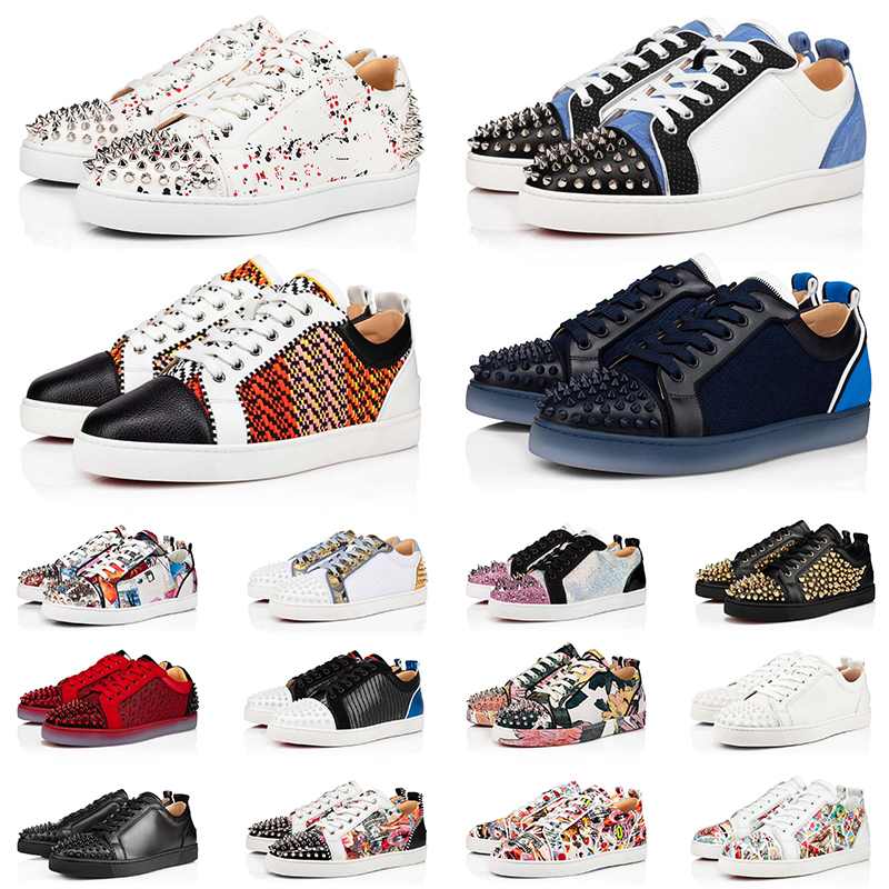 

Luxury Red Bottoms Designer Shoes Low Platform Sneakers Big Size 13 Loafers Rivets Studed Glitter Designers Mens Women Bottomes Boot Trainers With Box Eur 35-47, B29