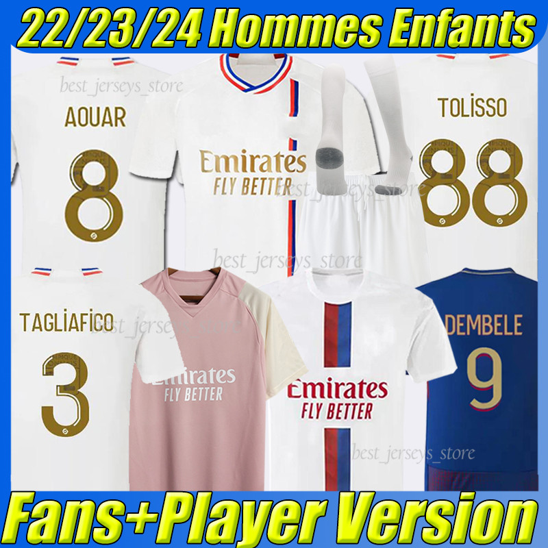 

23/24 Maillot de foot LyOn Soccer Jerseys LACAZETTE CAQUERET OL AOUAR DEMBELE CHERKI BARCOLA men kids Kits sock Full sets football shirt 2023 2024 fans player version, 22-23 away