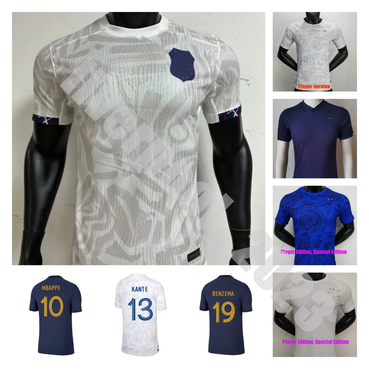 

22 23 World French Soccer Jerseys Cup BENZEMA GRIEZMANN MBAPPE POGBA GIROUD KANTE Maillot de Football Shirt National DEMBELE BEN YEDDER Team Ibrahima Dayot uniform, Adult 4