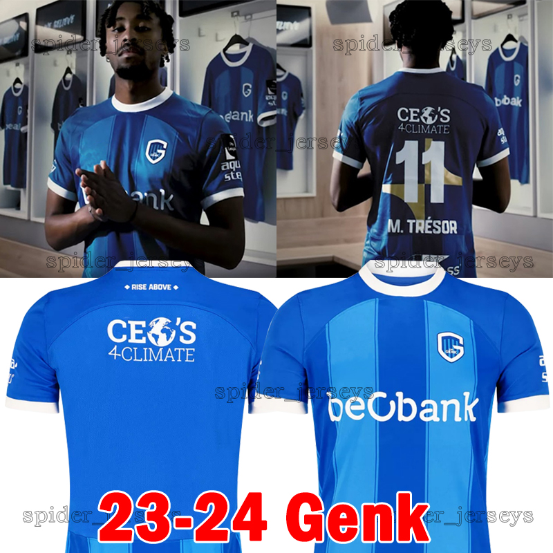 

23 24 K.R.C. Genk soccer jerseys ALLY SAMATTA TOLU Maillots de football shirts 2023 2024 Blue home NICOLAS CASTRO BRYAN HEYNEN Men Uniforms, Ivory