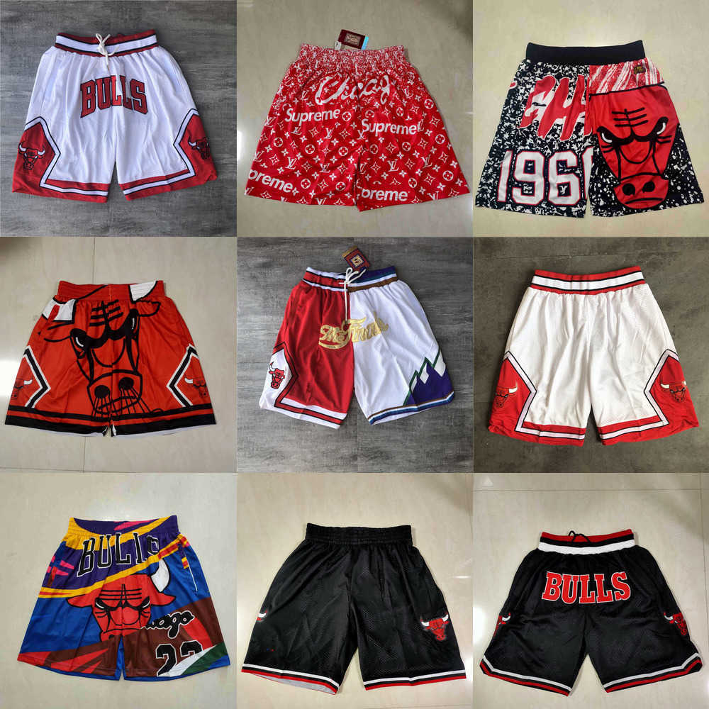 

Chicago''Bulls''men Throwback Basketball Shorts pocket red black, Color