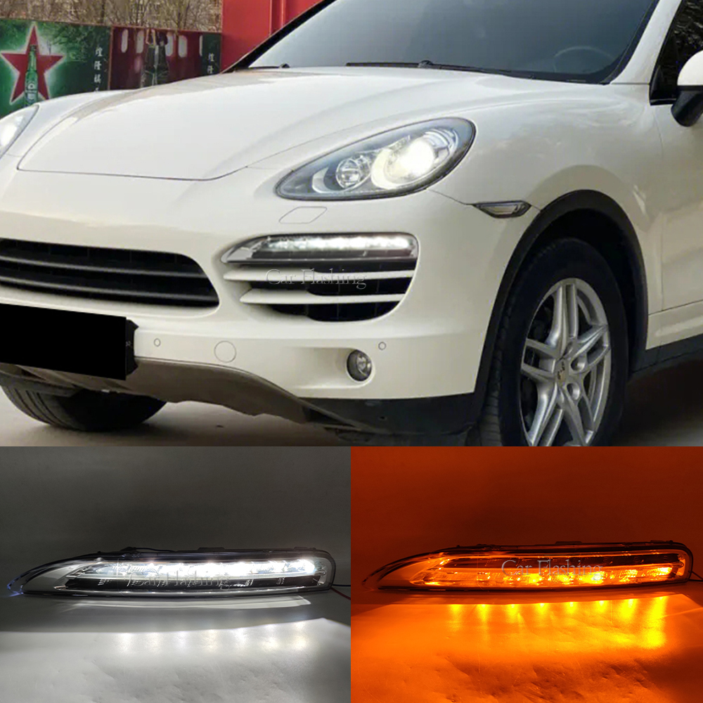 

For Porsche Cayenne 2011 2012 2013 2014 Front Bumper Daytime Running Light Day Light LED DRL Driving FogLamp turn signal lamp