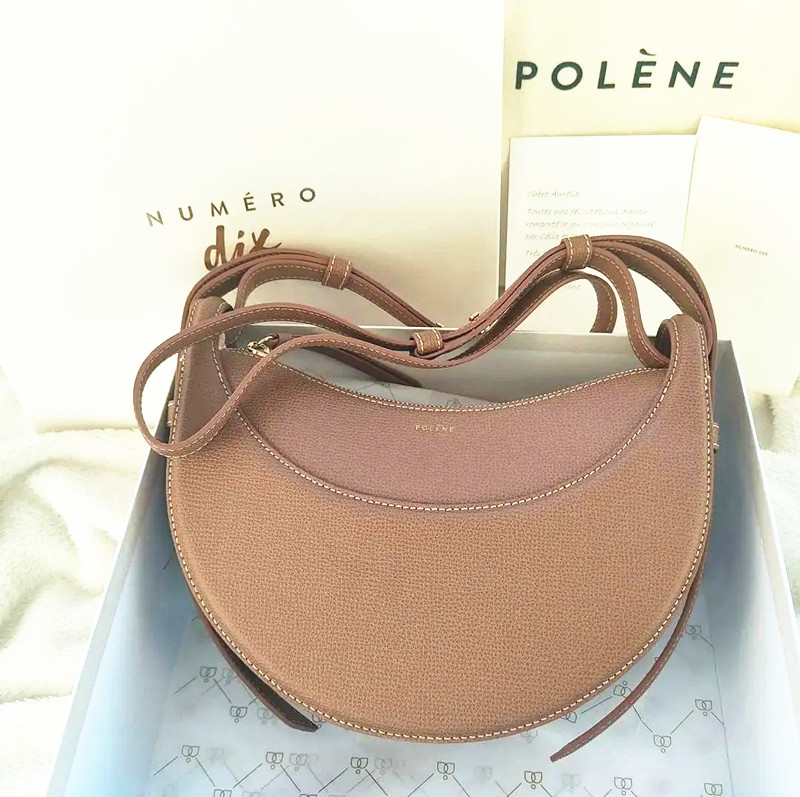 

fashion Polene Numero dix clutch bag Cleo Genuine Leather underarm Hobo half moon bag cyme Luxury Hobo tote handbag Designer bag Crossbody Womens mens Shoulder bags, Khaki