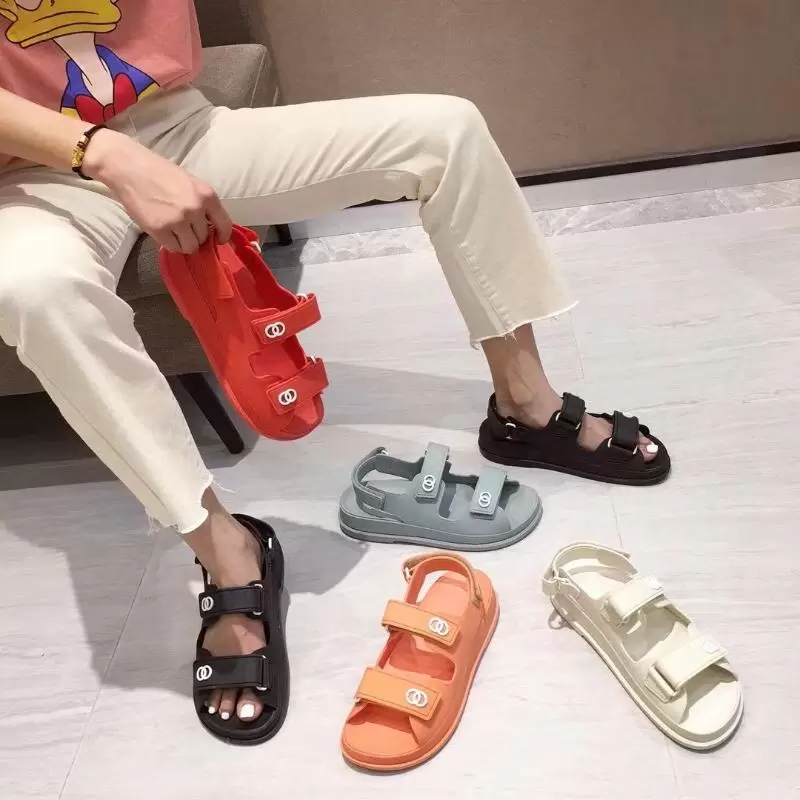 

New Sandals Comemore Hook&Loop Slingback Platform Dad Shoes Women Summer Beach Buckle Strap Soft Chunky Heel Sports Shoes Woman Flat 22ss 35-40, White color