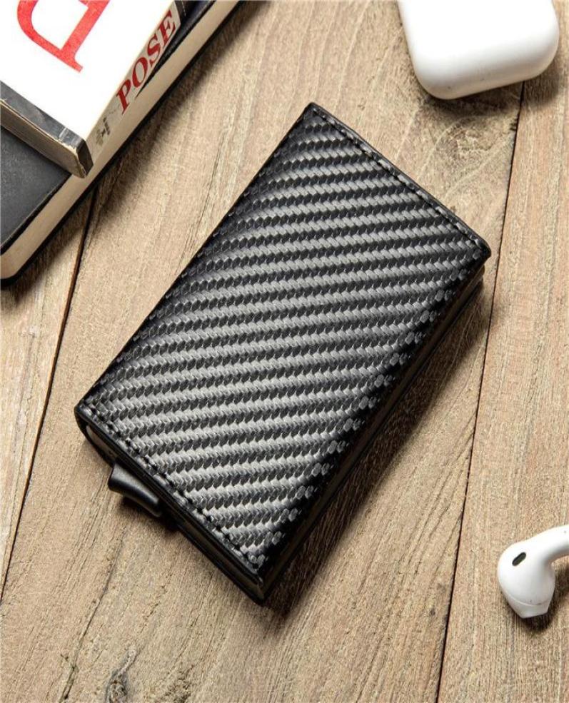 

Wallets Automatic Men Women Smart Wallet Carbon Fiber Holder RFID Cardholder With Money Clips Pos ID Window1424869, Red
