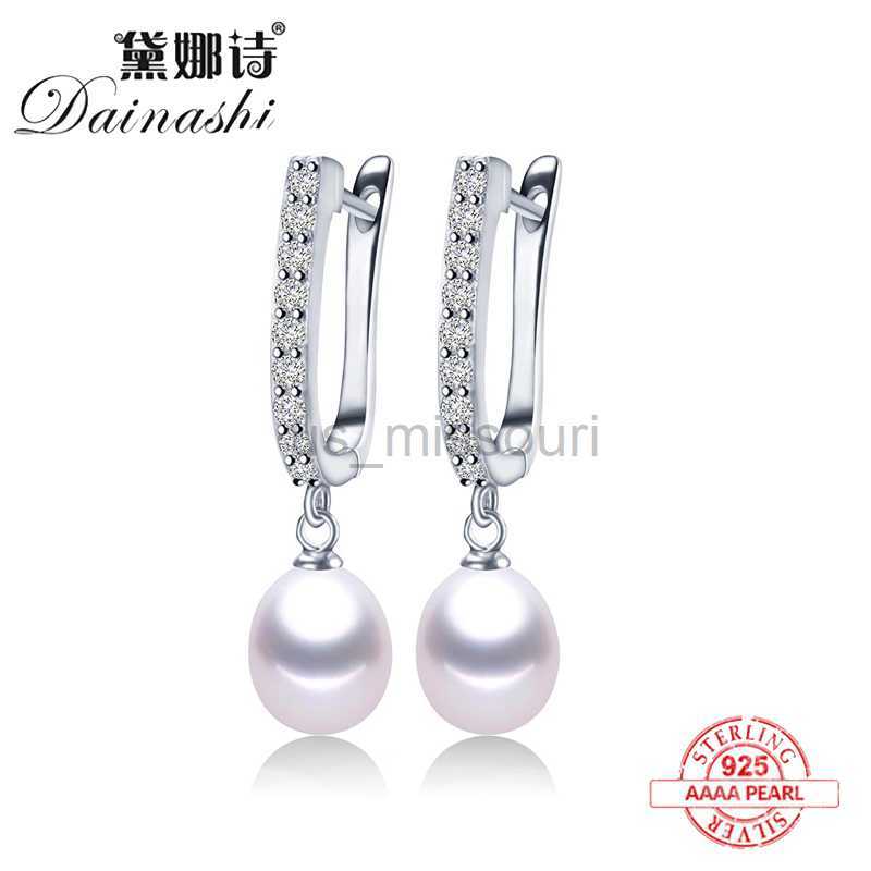 

Stud 2022 Women Freshwater Pearl Earrings Zircon Fashion 925 Sterling Silver Drop Earring White Real Pearl Wedding Jewelry With Box J230529