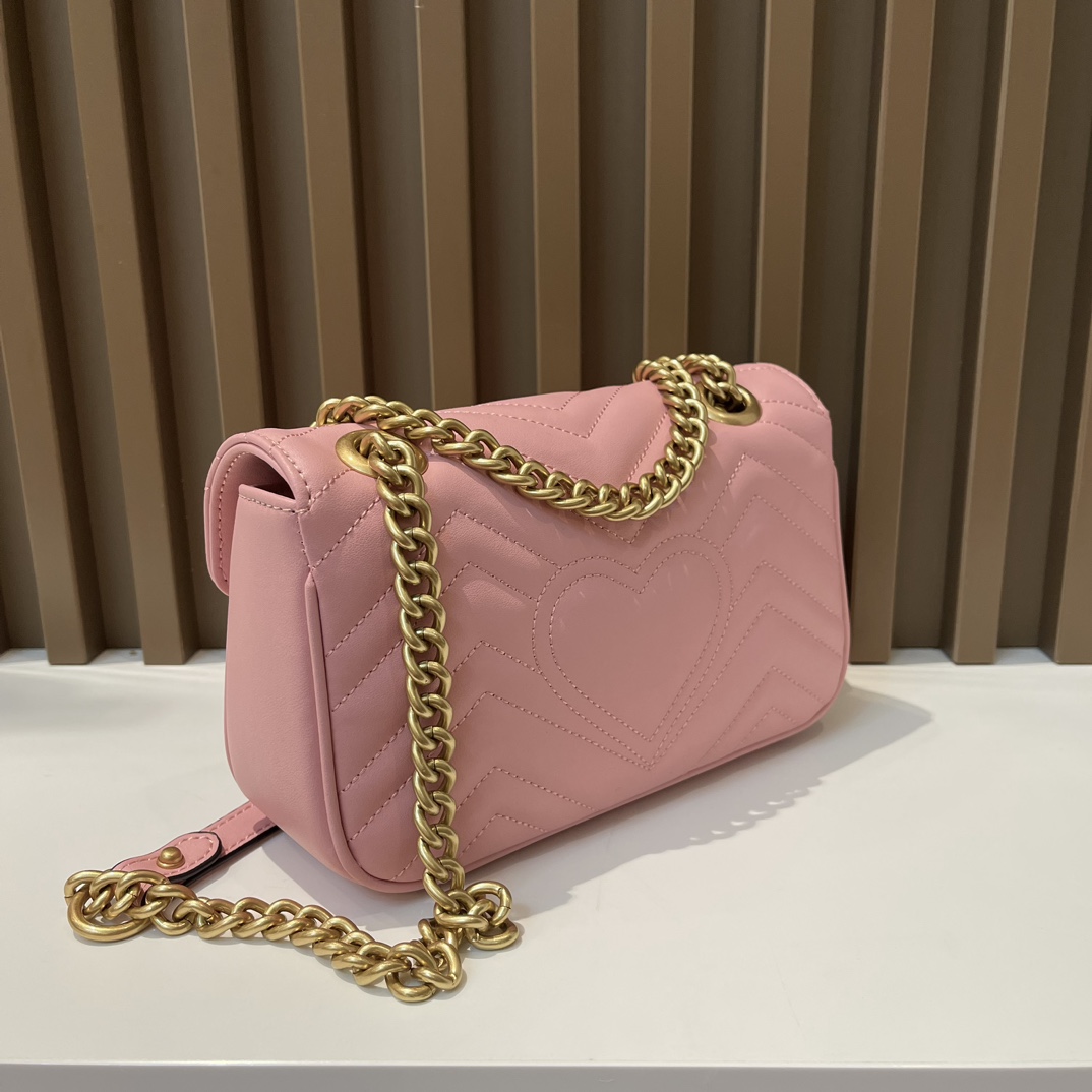 

leather woman New bag with box handbag shoulder bags purse with chain green pink color fashion luxury zig zag, Pink 16.5cm