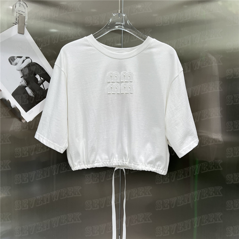 

Women T Shirt Tee Top Designer Embroidered Letter Cropped Tshirt Girl Lady Style Style Tees Tops, Black