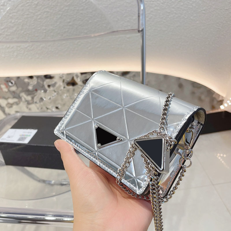 

Luxurys Designer Top Bags Hard Mirror Surface Shoulder Bag Crossbody Bags Satchel Metal Triangle Adjusts Chain Women Purses and Handbag size 13x8cm, 11#