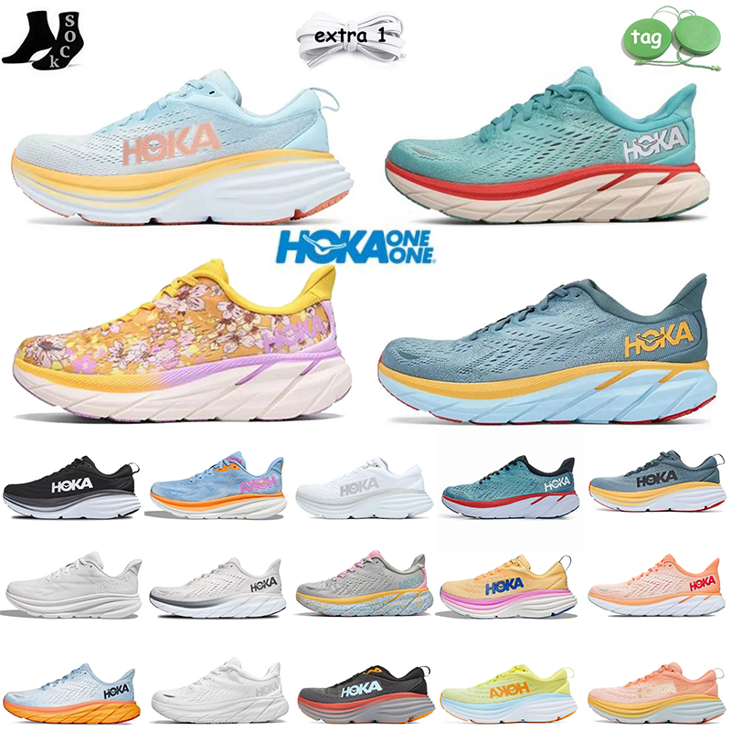 

2023 Designer Women Men Hoka Bondi 8 Hokas Running Shoes Clifton 9 Cyclamen Sweet Lilac Carbon x 2 on Cloud Floral Free People Triple Black Sports Trainers Sneakers, B28 bondi 8 coastal sky vibrant orange