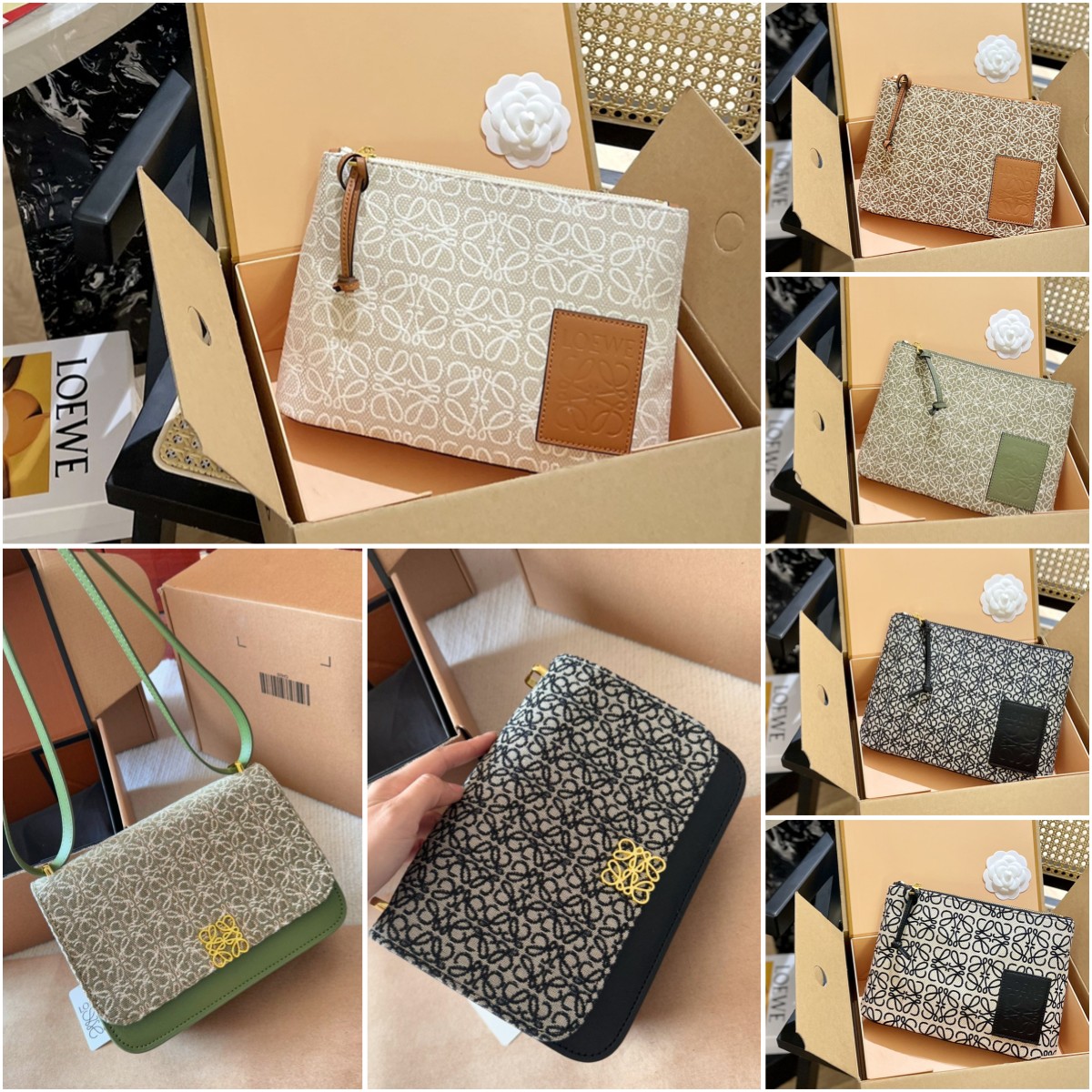 Loe-we dupe sac de messager brodé bourse bourse cometic 29 * 6 * 19cm