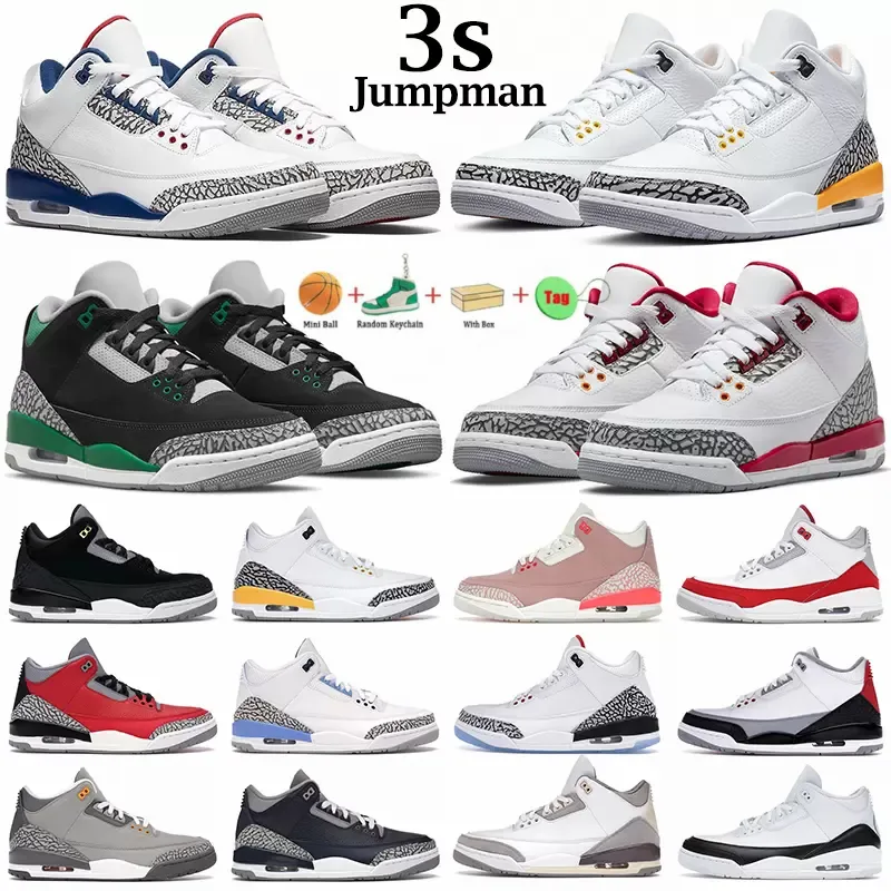 

Jumpman 3s Basketball Shoes Mens Sneakers 3 UNC Cardinal Red Pine Green Racer Blue Cool Grey Hall of Fame Court Purple Laser Orange Trainers Outdoor Sports with box