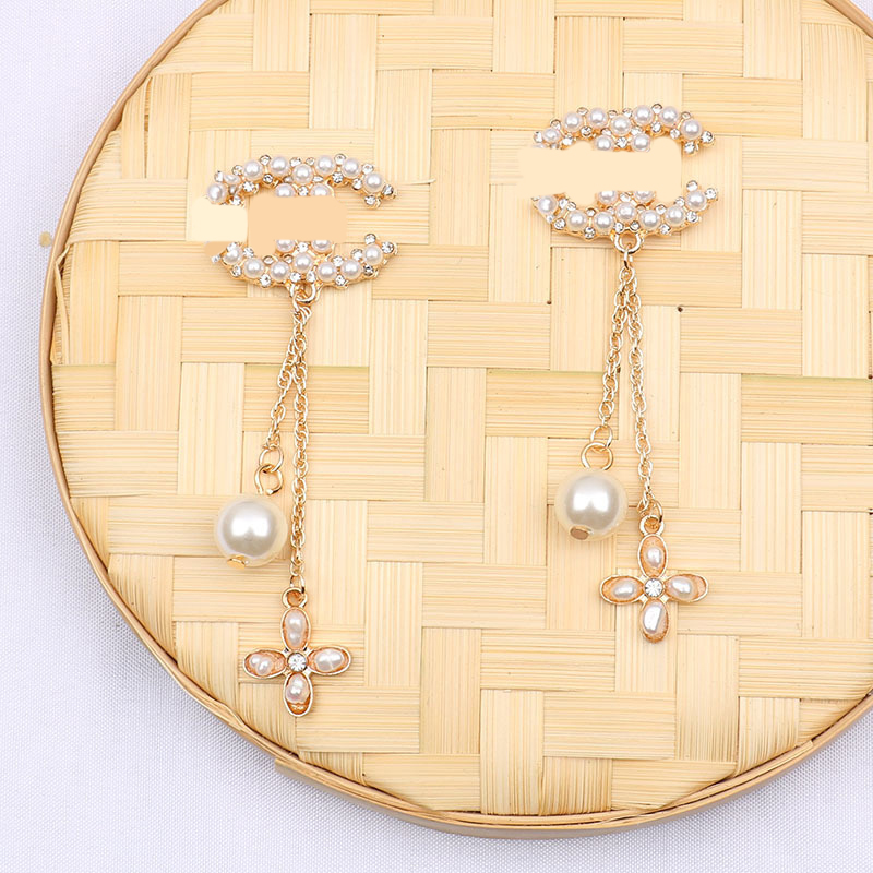 

Mixed Luxury Designer Brand Letters Stud Earring Famous Women Double Letter Studs Diamond Pearl Fashion Tassels Earrings Wedding Party Jewerlry S925 Silver