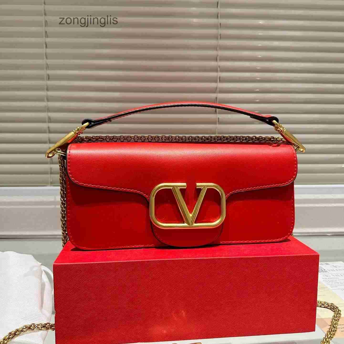 

Handbag New Fashion Classic Designer Women Valentino 2023 Bags Big v Metal Buckle Chain Handheld Shoulder Crossbody UK2Y, Red