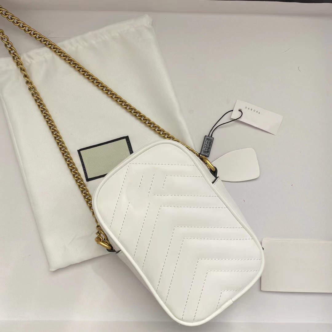 

2023 new top Quality Marmont Mini Chains Cross Body Bag Leather Heart Embossed Metal Letter Cell Phone Pocket Handbag Designer Purse Wallet, 598597