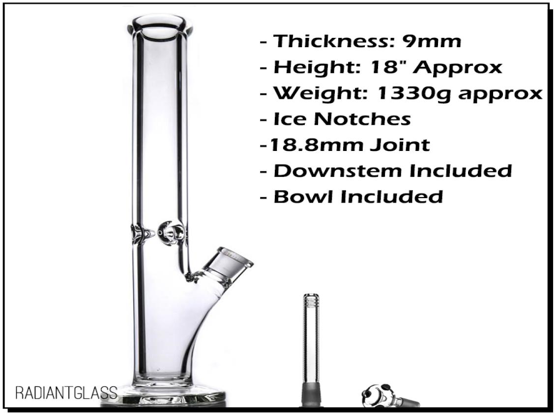 

9mm Glass Bong Hookahs 18 inches Straight thick elephant Joint waterpipe with accessories traditional dab rigs oil rig3811883