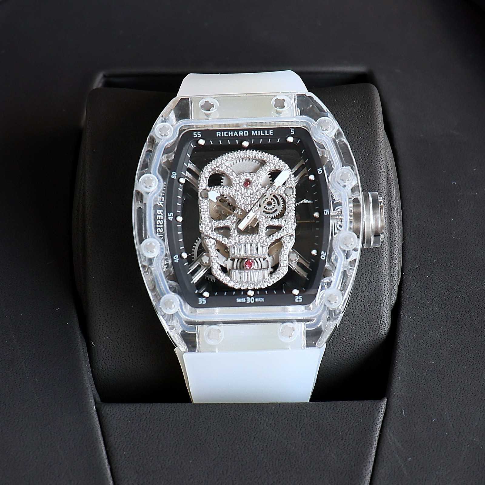 

RM052-01 SUPERCLONE Active tourbillon watches Skull wristwatch Luxury designer rm52-01 mysterious skull hollowed out full-automatic men's mechani 7 EQPM, Black