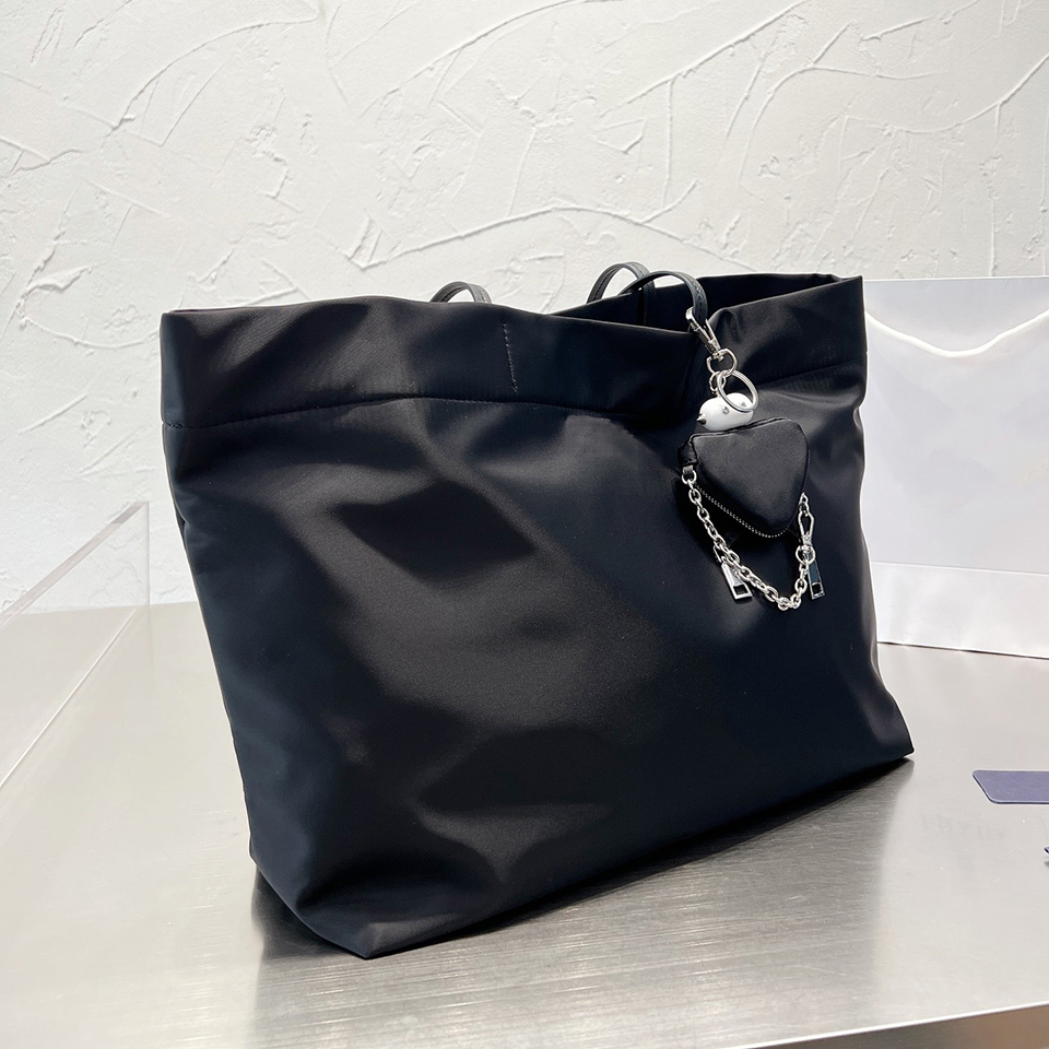 

Tote Bag Women Designer Handbag Black Nylon Lady Casual Shopping Bag Big Capacity With Triangular Pouch