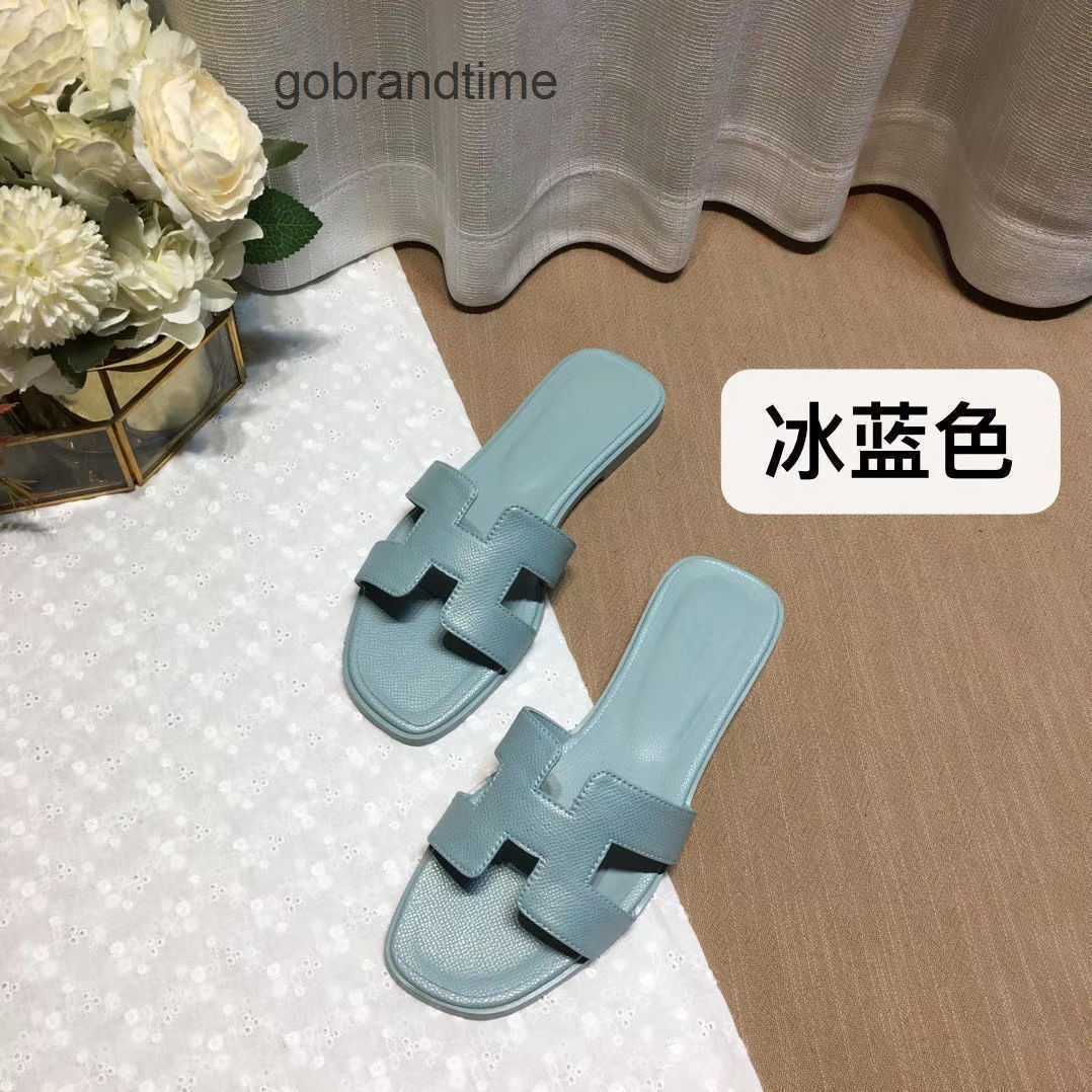 

Sandal Oran h Designer Slipper Shoes Slippers High Version Leather H-tow Bear Women's Versatile Color Matching Wearing Flat Bottomed Beach Leisure Sum 63GB