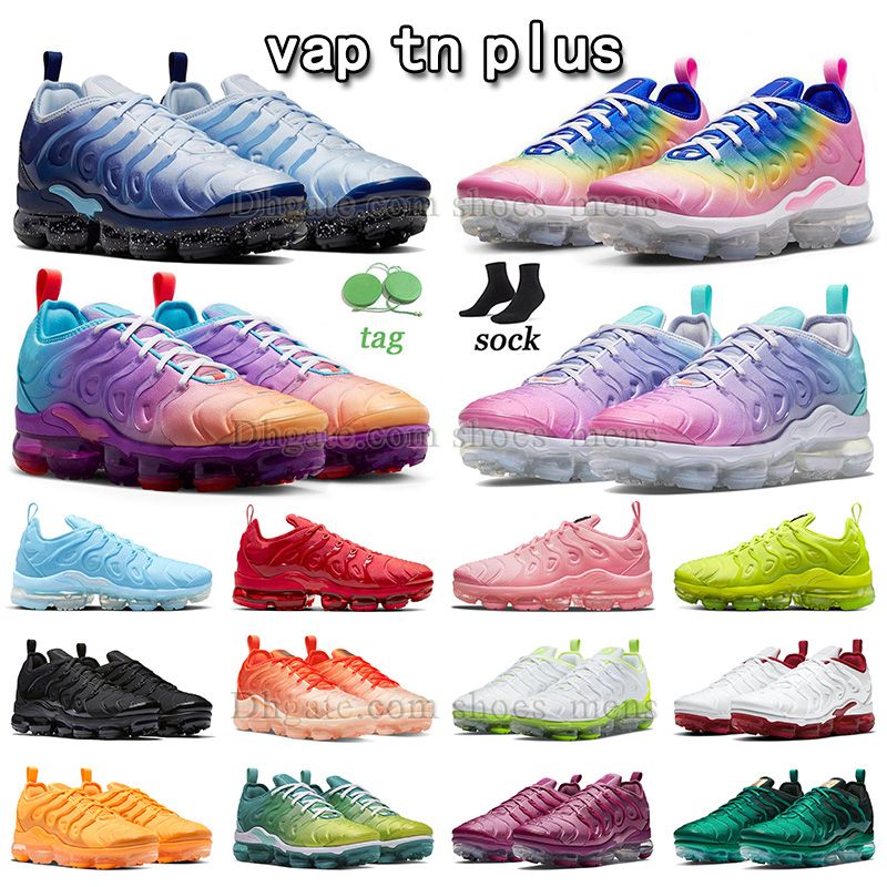 

luxury running shoes vapour max tn plus ice blue pastel gradient multi men women sneakers white volt atlanta cherry blue force cool grey aurora green outdoor trainers, A24 39-47 ice blue