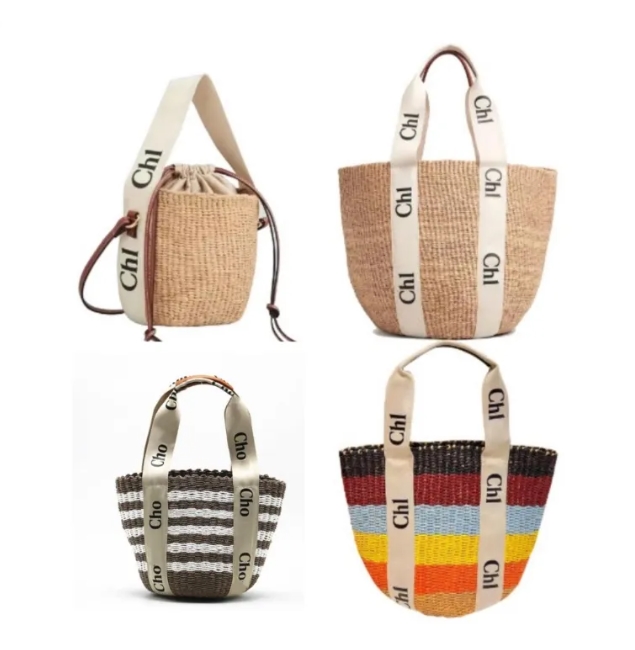

designer fashion mifuko woody l size raffia tote bag men and women handbag woven leather bucket bags with letters summer, Khaki