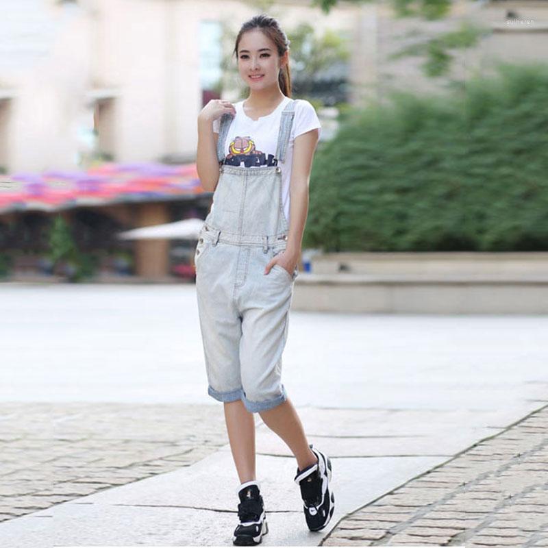 

Women' Jumpsuits 2023 Modis Denim Shorts Five-pants Korean Version Of The Loose Large Size Suspenders Thin Section White -5XL, Light blue