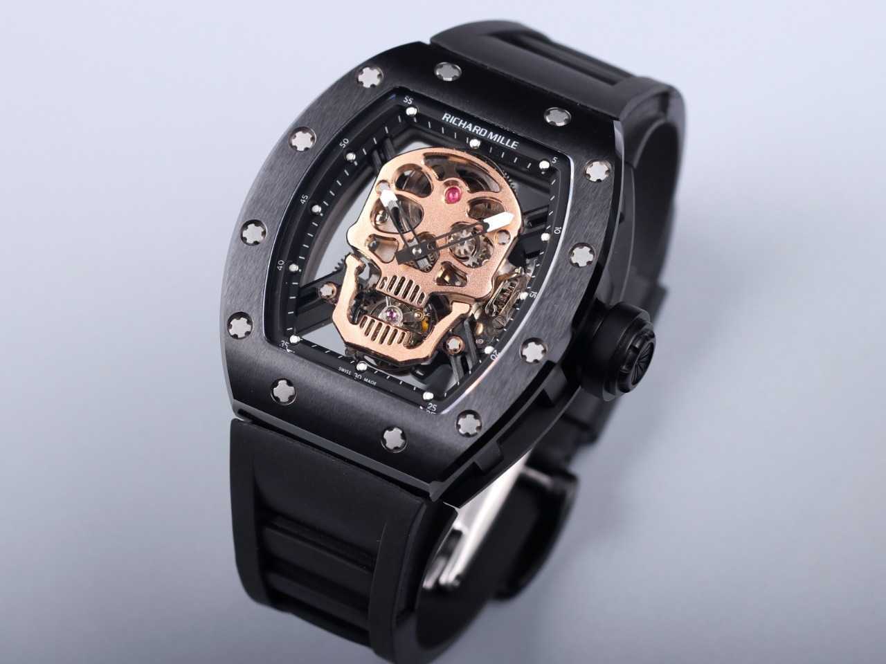 

RM052-01 SUPERCLONE Active tourbillon watches wristwatch Luxury Skull designer rm52 Skull Black Diamond hollowed out man's automatic mechanica 1 XSRP