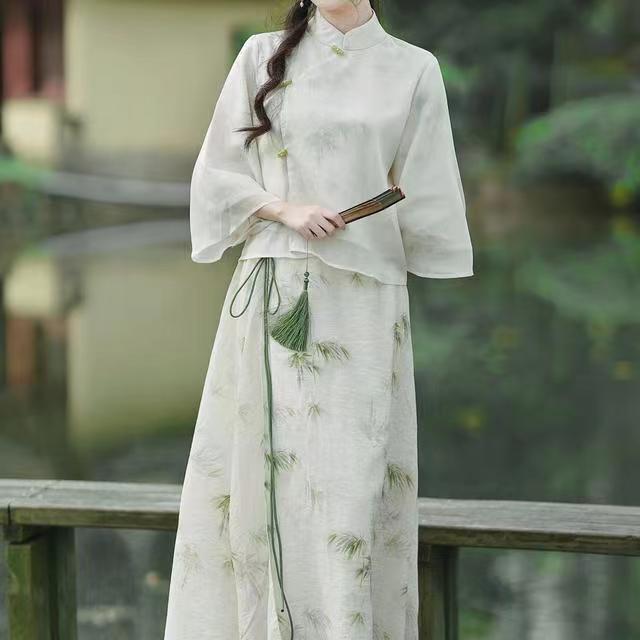 

Xianqi Elegant Zen Women's Wear Summer Improved Qipao Top New Chinese Style Chinese Style Dress, White
