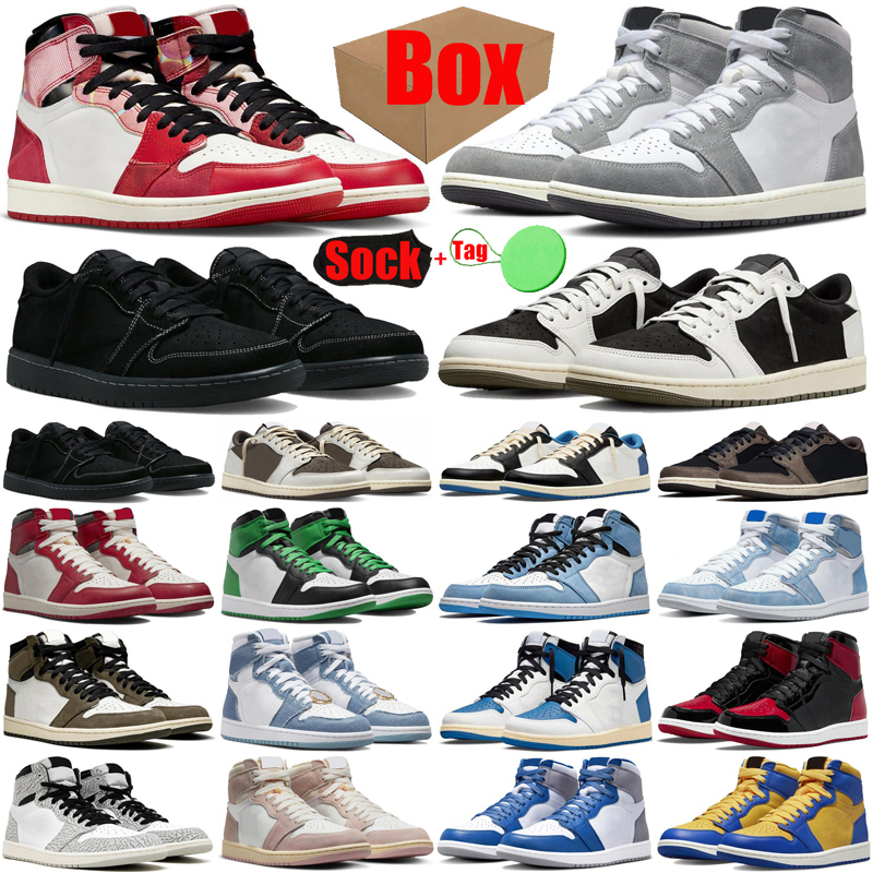

With Box Olive 1 1s basketball shoes for mens womens Washed Heritage Black Phantom lows White Cement Hyper Royal Denim Reverse Mocha Patent Bred low trainers sneakers, #9 denim