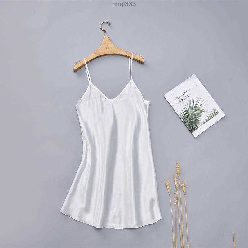 

2g1m B3fe Camisoles & Tanks Baldauren Dressing Gown Bridesmaid Skirt Wedding Evening Imitation Silk Pure Color Suspender Nightdress, Meat meal