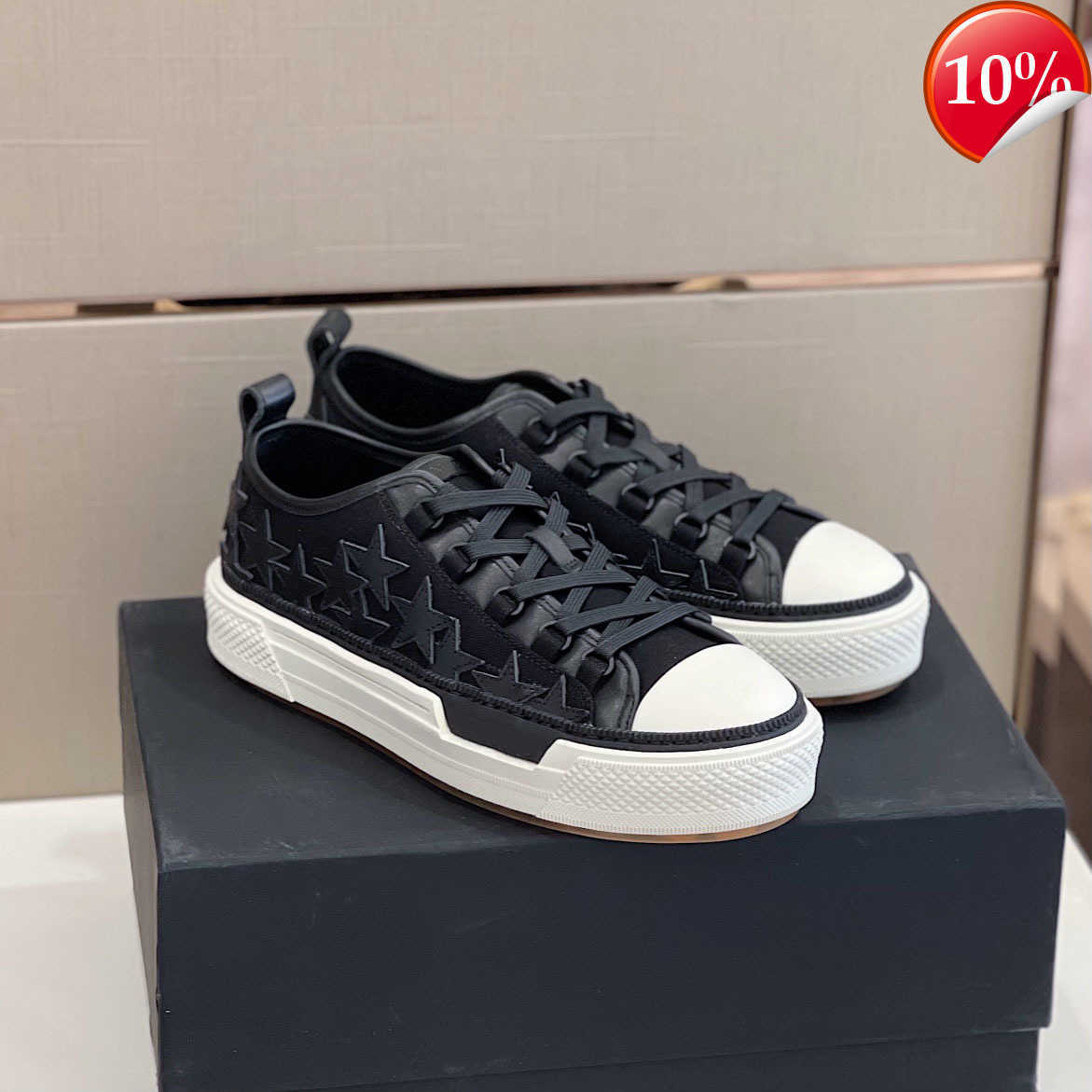 

Fashion Shoes Stars Court Low amiri Sneakers Lace-up Canvas Trainers Embroidery Los Angeles Street Style Stars Patches Ami Ri A Miri 35-45 Unisex, 6 as picture