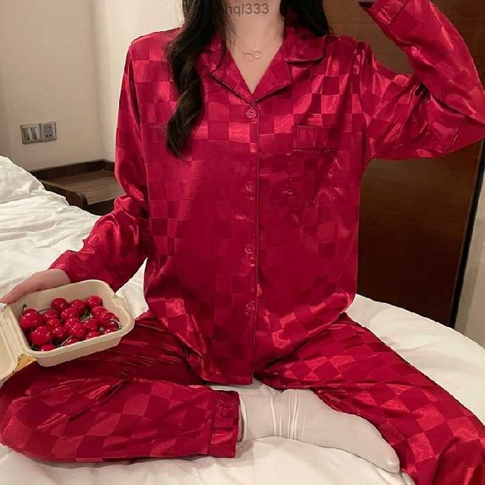

Puvu 2ni1 Womens Silk Pajamas Suit Sexy Long Sleeve Sleepwear Satin Underwear Plus Size Lingere Home Clothes 2-piece Loungewear 220309, Dy9115