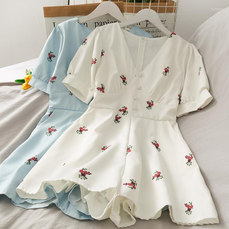 

Women's Jumpsuits Summer Retro Fashion Women Playsuits Casual V-neck Short Sleeves Slim Embroidery Floral Ladies Overalls, Pink