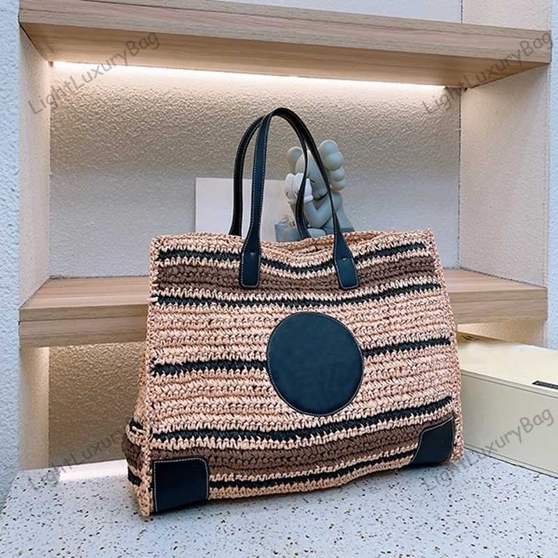 

7A Beach Bags One Shoulder High-capacity Straw Bag Shopping Handbag Fashion Tote Women's Versatile Portable Weaving Purse Hot Summer Sale 230531, Blue-45cm straw