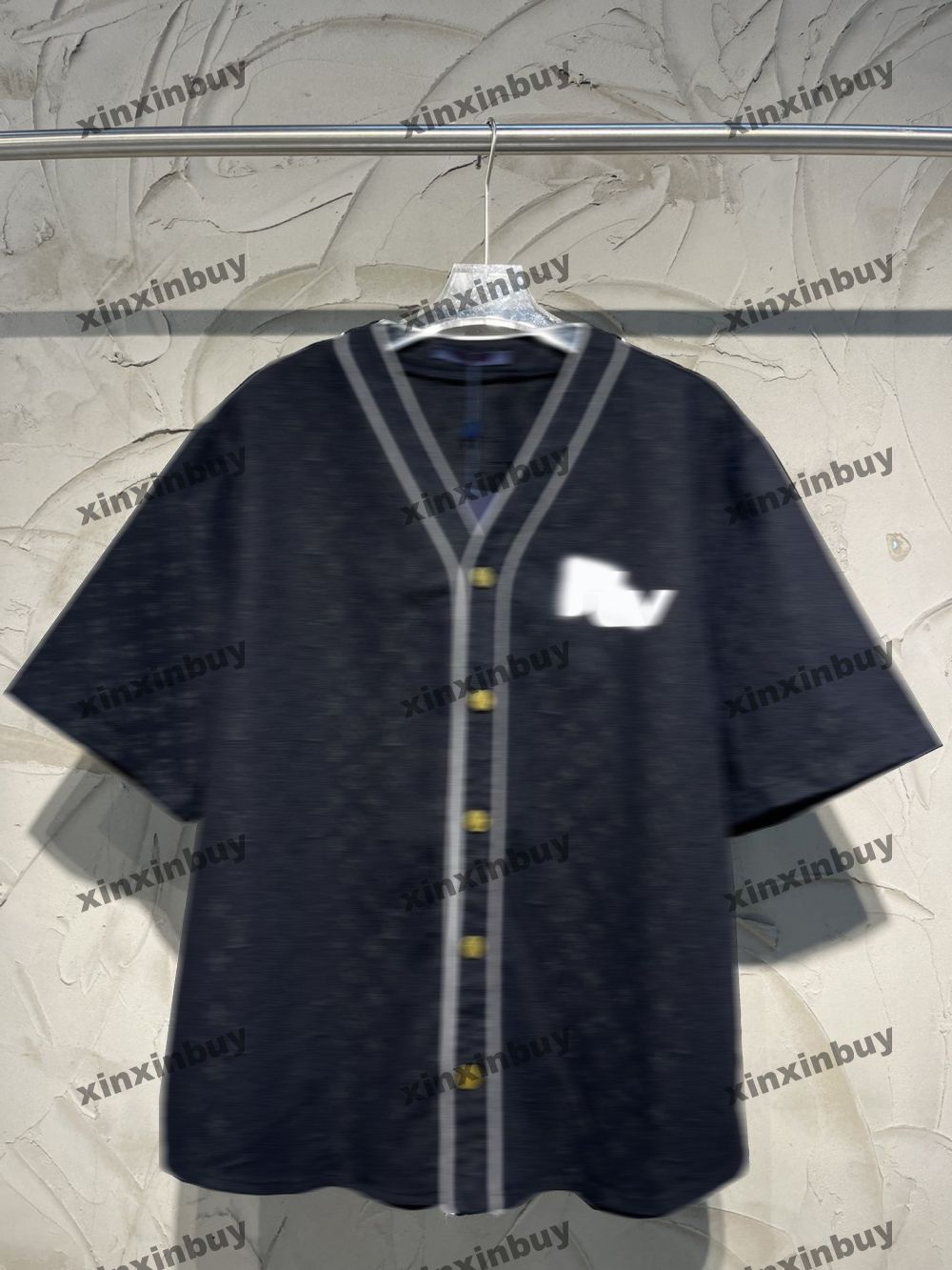 

xinxinbuy Men designer Tee t shirt 23ss Letter jacquard fabric baseball short sleeve cotton women white black XS-L