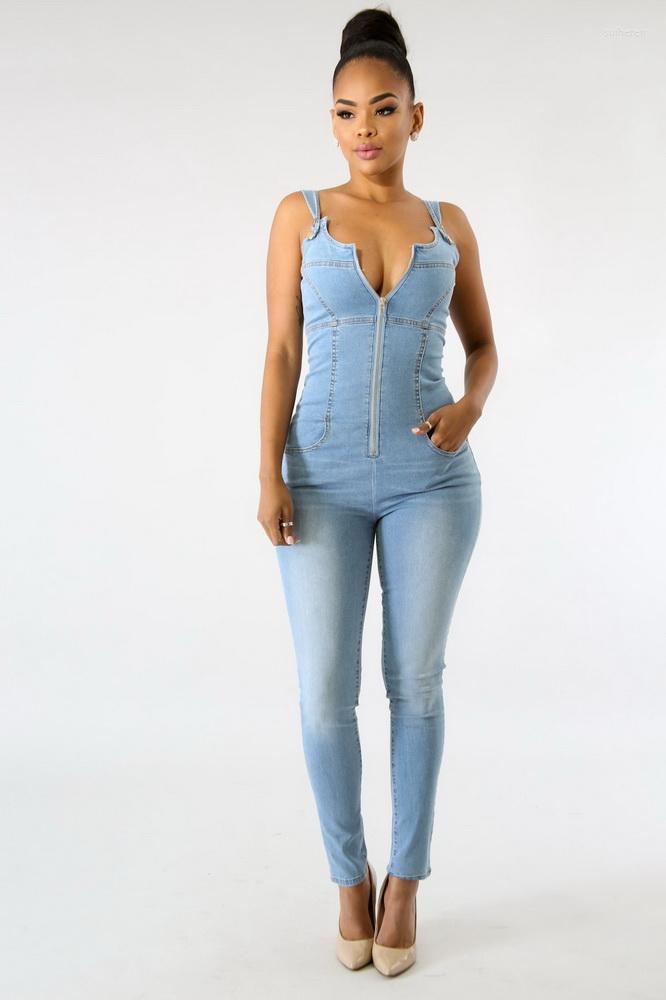 

Women' Jumpsuits OKAYOASIS Denim Jumpsuit Romper Women Summer Overalls Casual Jeans Short Playsuits Slim Sexy, Da20974