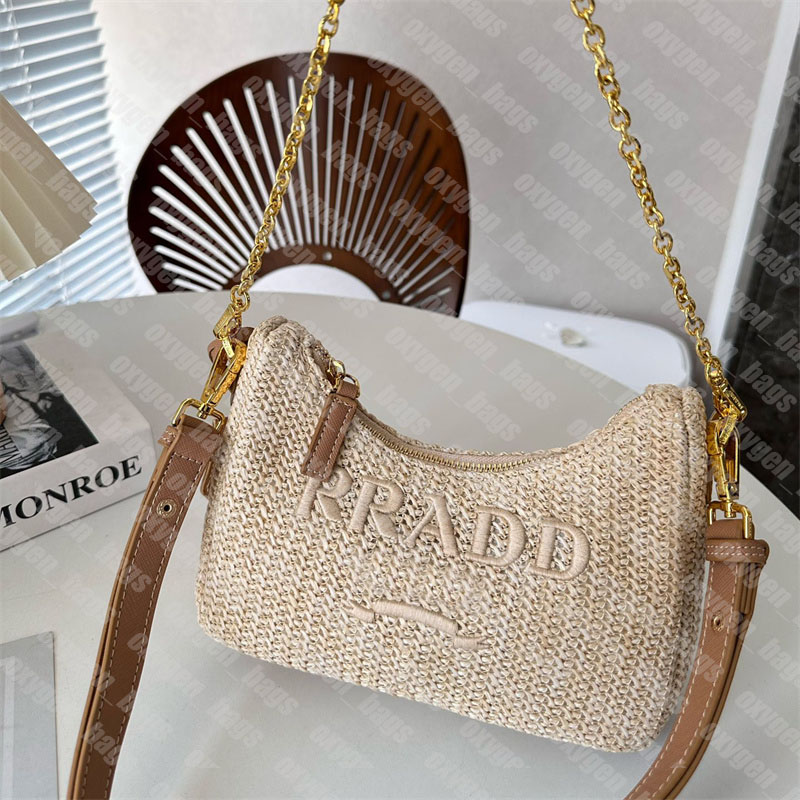 

Designer Crossbody Bags Women Summer Hobo Shoulder Bag Straw Raffia Handbags Cross Body Purse Undershoulder Hobos Strawbags Purses, Pink