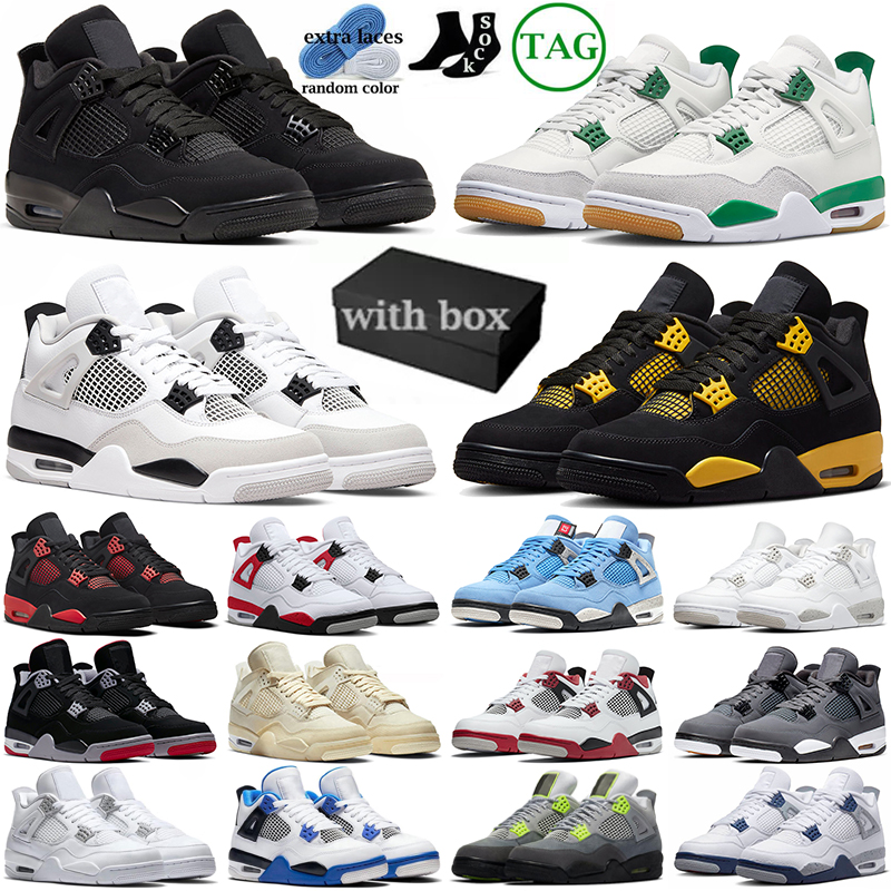 

With box 4 basketball shoes jumpman 4s Military Black Cat sneakers Pine Green Fire Red Thunder White Oreo Bred Cool Grey Infrared men women outdoor sports trainers, Wings