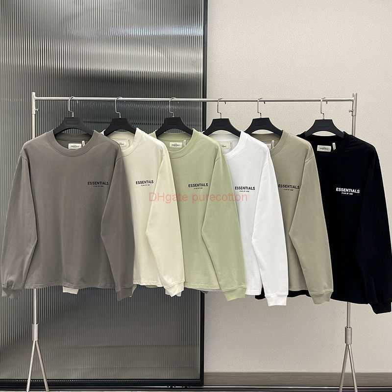

Designer Fashion Clothing ESS Tees Tshirts Essen Fears Of God FOG High Quality New Product Spring Autumn Pure Cotton Long Sleeve Tshirt Bottom Shirt for Men Womens T, Black