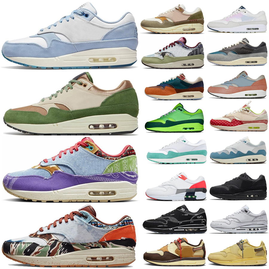 

2023 Air Patta Waves Max 1 Running Shoes Women Mens 1s White Black Wabi Sabi Denim Olive Canvas Kasina Won Ang Grey Orange Sneakers 87 Noise Aqua Monarch Sports Trainers, A11 denim olive canvas 36-47