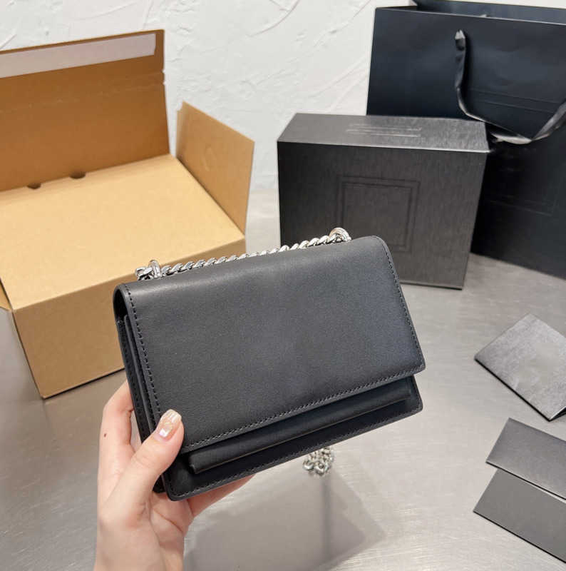 

Sunset Bag Luxury Designer Bags Handbag Purses Woman Smooth Leather Clutch Purse Chain Women Crossbody Shoulder Toothpick Pattern, 11silver logo