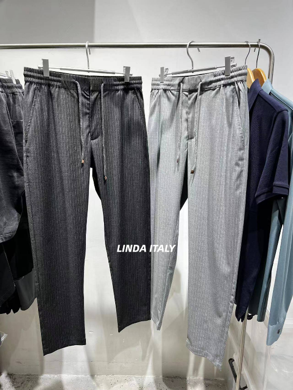 

Mens Pants Brunello Cucinelli Drawstring Casual Long Pants Business Slim Grey Trousers, Gray
