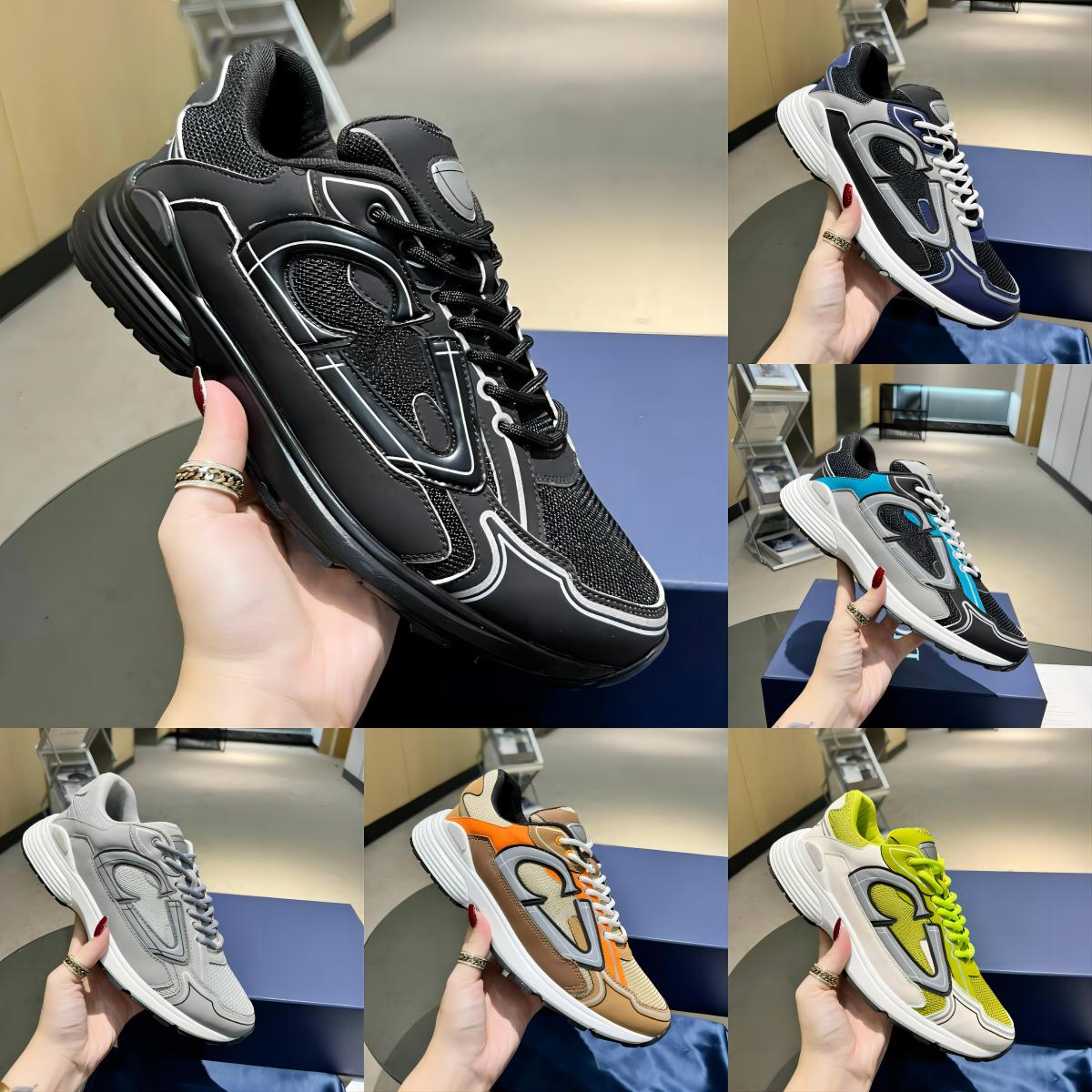 

Designer Sneakers Men Women shoes Vintage Chunky Casual Shoes Calfskin Mesh Grey Technical Oblique Runner Trainers Outdoor Shoe with box size 35-47, Color 9