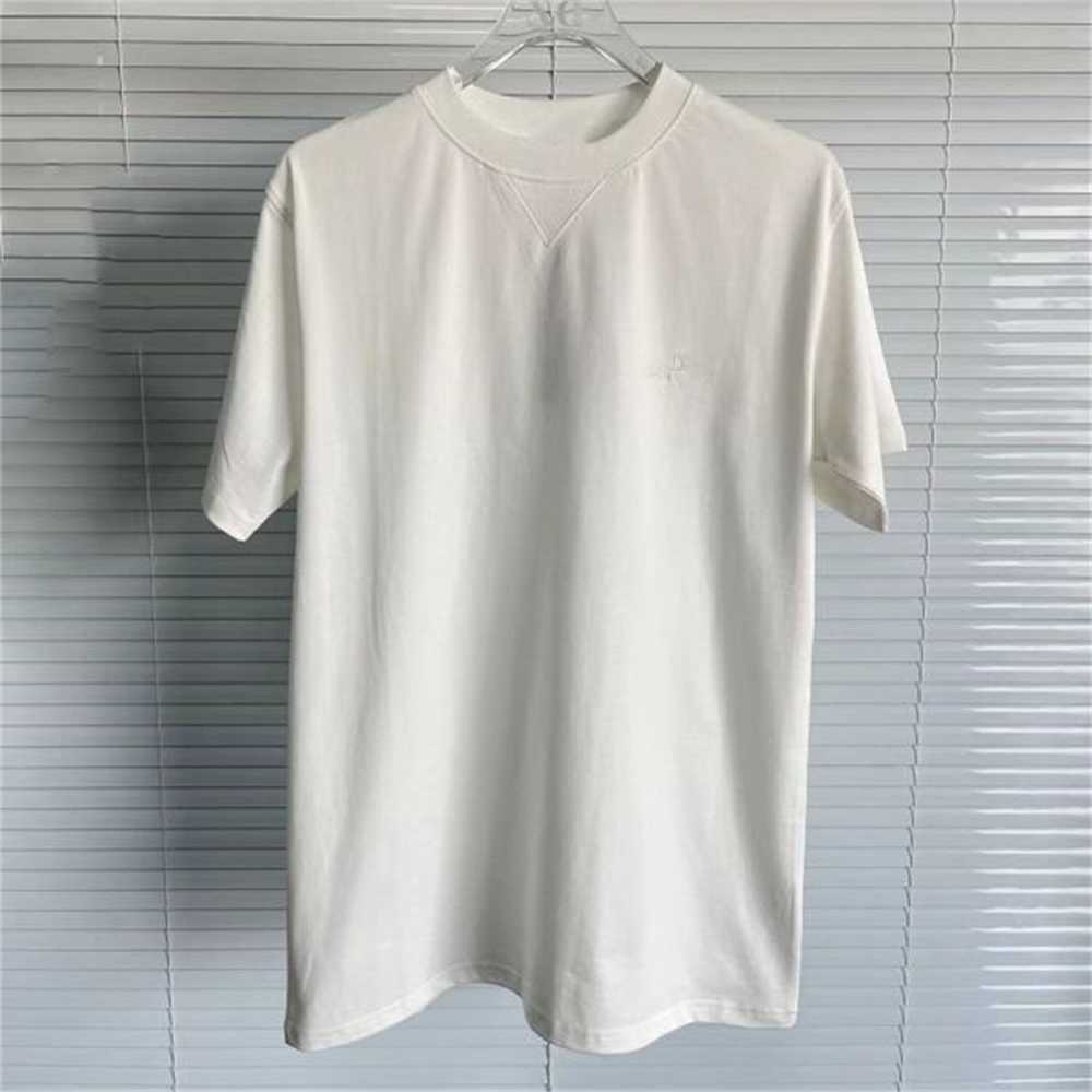 

Summer Spring Embroidery Letters Small Men' T-shirts France Paris Luxury Fashion Short Sleeve Tshirt Women High Street Breathable Cotton Tee SV48 MO0J, White